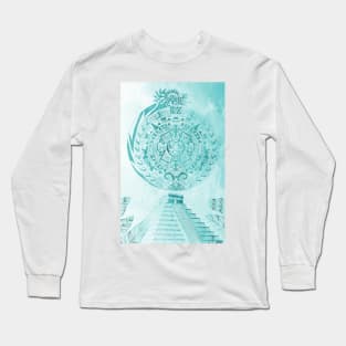 quetzalcoatl and the aztec calendar in teotihuacan ecopop mexican patterns Long Sleeve T-Shirt